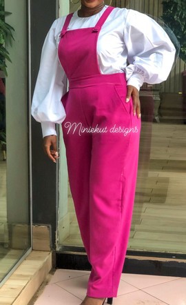 Pink jumpsuit, two piece jumpsuit, jumpsuit overall