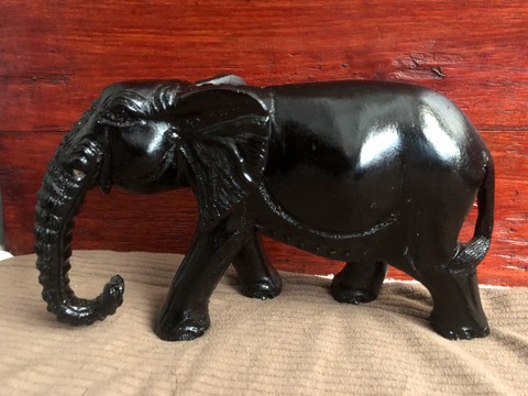 Handmade wooden elephant curving