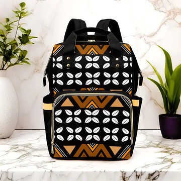 Cowrie Tribal Print Backpack | Afrocentric Fashion | Diaper Bag