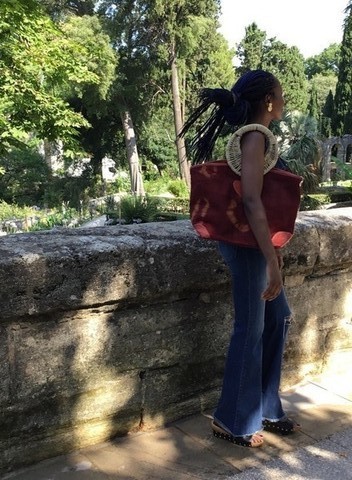 Sac à main en toile de jute et raphia