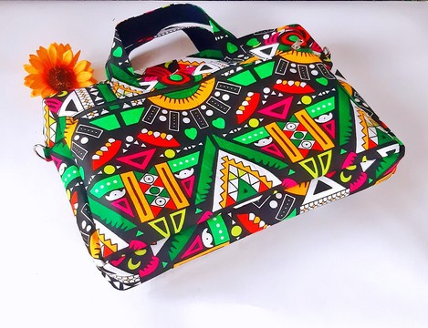Ankara handheld Laptop bag(green/red/black)