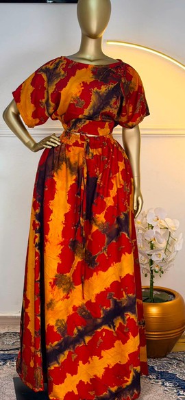 Tide Ankara imprime une robe deux pièces