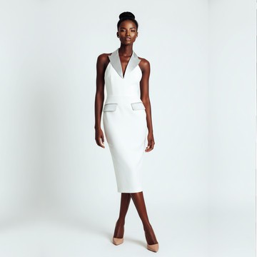 Nene Silk Crepe Sheath Dress - White