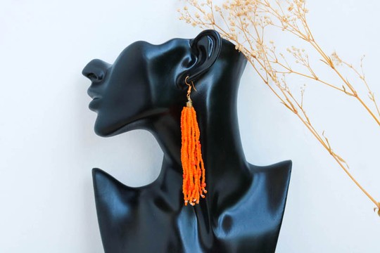 Boucles d’oreilles perlées africaines, boucles d’oreilles Beaded Fringe, boucles d’oreilles élégantes, boucles d’oreilles tribales, boucles d’oreilles Boho