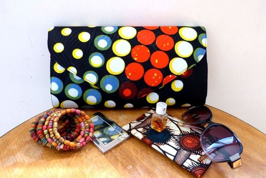 POUCH in WAX n°8 - Evening Ceremony Wedding New Year's Eve African Fabric Elegant Woman Afro Chic
