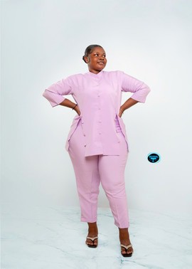 Manuel Fashion Pink Two-Piece Elegance Set (Women's Traditional Tunic and Trouser Set)