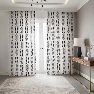 Geometric Afro Black and White Blackout Curtains (Two-Piece) LARGER SIZES AVAILABLE