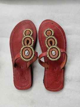African beaded sandals, Masai sandals, African leather sandals, Beach sandals, Boho sandals