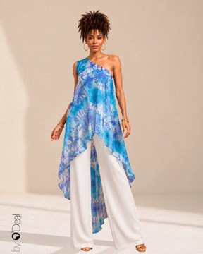 Tunique asymétrique oversize en mousseline