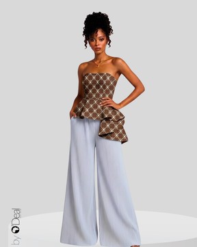 Ensemble pantalon soie plissé et son top bustier