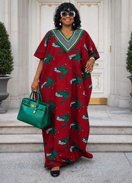 Luxury Red Ankara dress/African Fashion/African Bubu dress