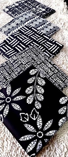 Tissu imprimé africain blanc/noir 1