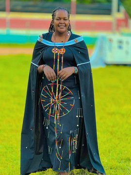 Beaded Maasai dress with a matching shawl