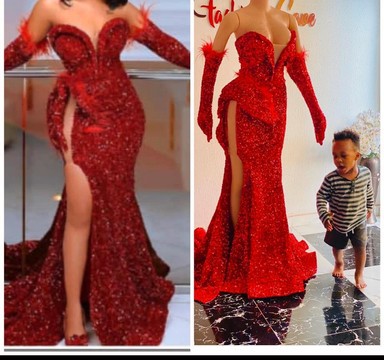 Long Red sequin dress with slit, prom dresses , sequin dresses, evening gowns
