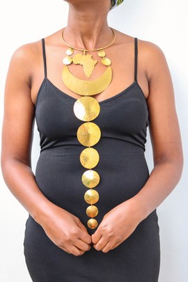 African Brass necklace, Choker Necklace, Pendant Brass necklace, Christmas gift for her, Moms gift
