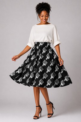 Afro wax print midi skirt