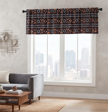 Classic Bogolan Curtain Valance Mixed Brown | African Window Accent | Bynelo