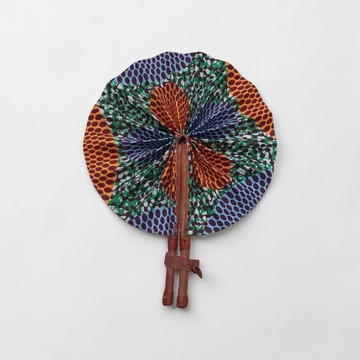 Éventail Wax motifs colorés– Poignée Cuir