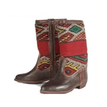 BIG SALE! Genuine leather boots with Kilim Handmade by Cuiroma craftsmen in Morocco