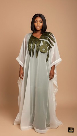 Boubou en organza à crête émeraude
