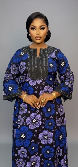 Robe kaftan longue multicolore en batik Adetola