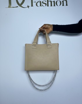 Élégant sac cabas kaki avec bandoulière à chaîne