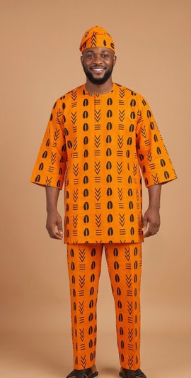 Ensemble kaftan Ankara et pantalon à cauris pour les rencontres décontractées, les célébrations culturelles, etc.