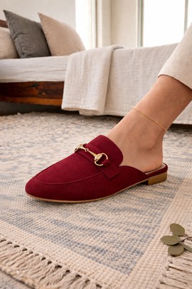 Handmade Moroccan Suede Mules for Women - Pointed Toe Slip On Loafers