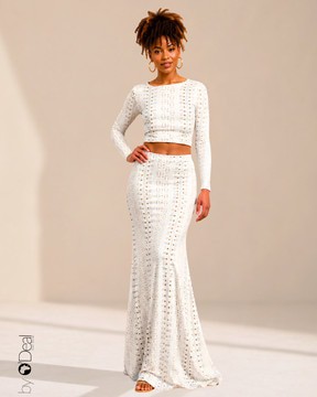 Ensemble maxi jupe et son crop top asymétrique assorti