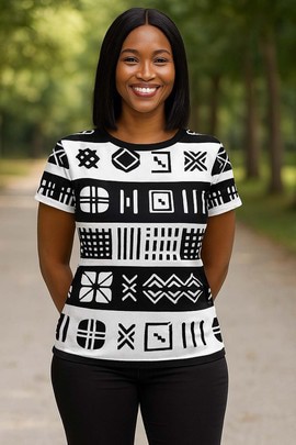 T-shirt audacieux en imprimé africain – Tee-shirt contemporain de style bogolan