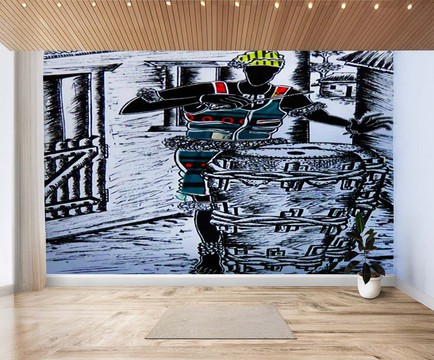 Nigerian Wall Sticker Art of an African Drummer