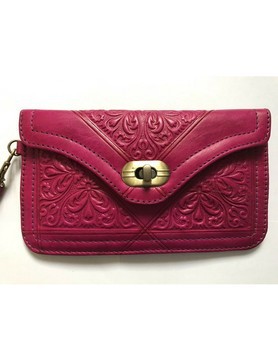 Porte monnaie en cuir véritable Rose