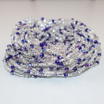 Bayas bleu transparent en Crystal fine, bine bine , perle de taille , collier de ventre