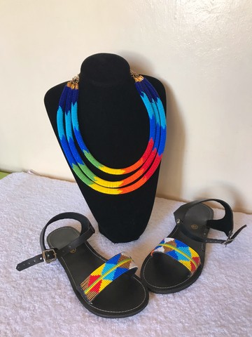 Beaded necklace/beaded sandals/african jewelry/maasai jewelry/Zulu beads/gift for her