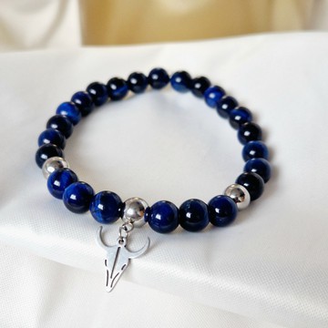 Bracelet Œil de tigre bleue roi BAREA/ pierre naturelle/Madagascar