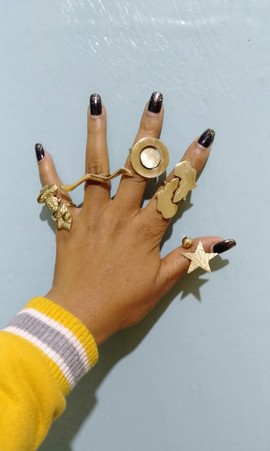 5 bagues, bagues de déclaration, bagues réglables, bagues en laiton, bijoux d'Afrique.