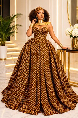 Robe de bal Ankara de cérémonie, robe d’anniversaire pour femme, mode nigériane en Ankara