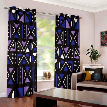 Blackout African Fabric Curtains Grommet Mudcloth Print (Two-Piece)(LARGER SIZES AVAILABLE)