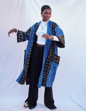 The Blues Hooded Bogolan Cloak