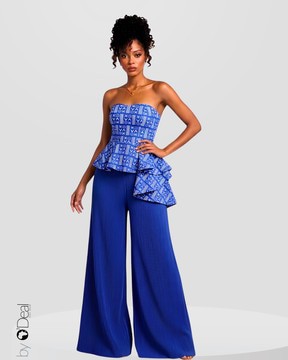 Ensemble pantalon soie plissé et son top bustier