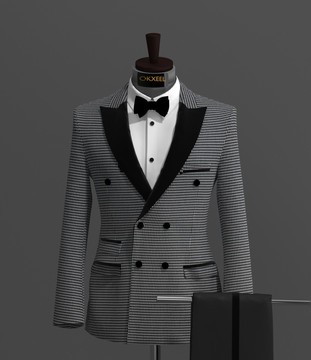 BLACK-WHITE TWEED DOUBLE BREASTED SUIT......................BEST SELLER