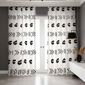 Cowrie Shell Black and White Blackout Curtains (Two-Piece) LARGER SIZES AVAILABLE