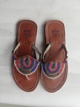 African beaded sandals, Masai sandals, African leather sandals, Beach sandals, Boho sandals