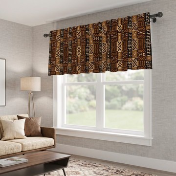 Cantonnière de rideau fusion à motif tribal bogolan | Habillage de fenêtre en tissu de boue africain | Bynelo