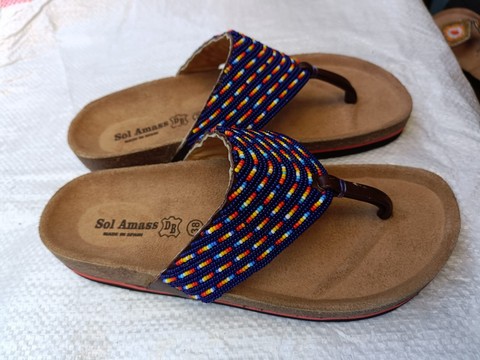 African beaded cork sandals
