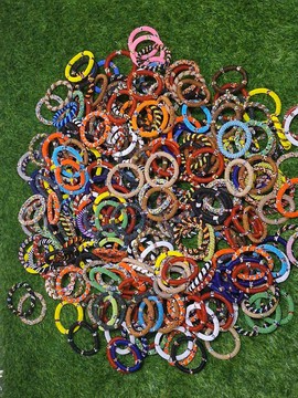 50 African Beaded Bracelets – Handmade Tribal Stack Bracelets for Women