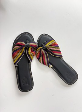 Bow Slides in Abike Print NYFW