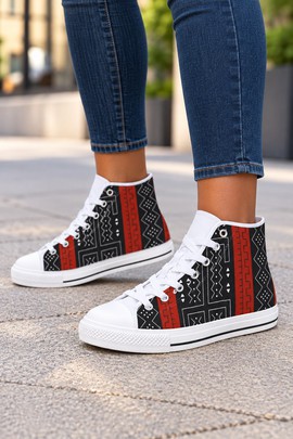Tribal Trident African Print Women's Classic High Top Canvas Shoes | African Print Sneakers