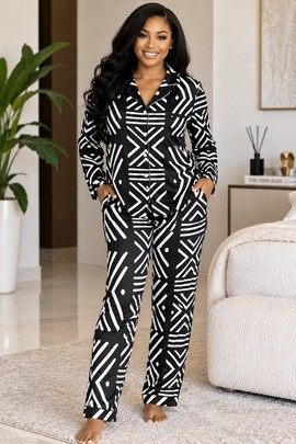 Black and White Zebra Inspired Print Women's Satin Pajama Set | Animal Print Sleepwear | Bynelo