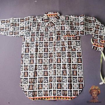 Chemise africaine pour homme en tissu pagne Toghu Cameroun